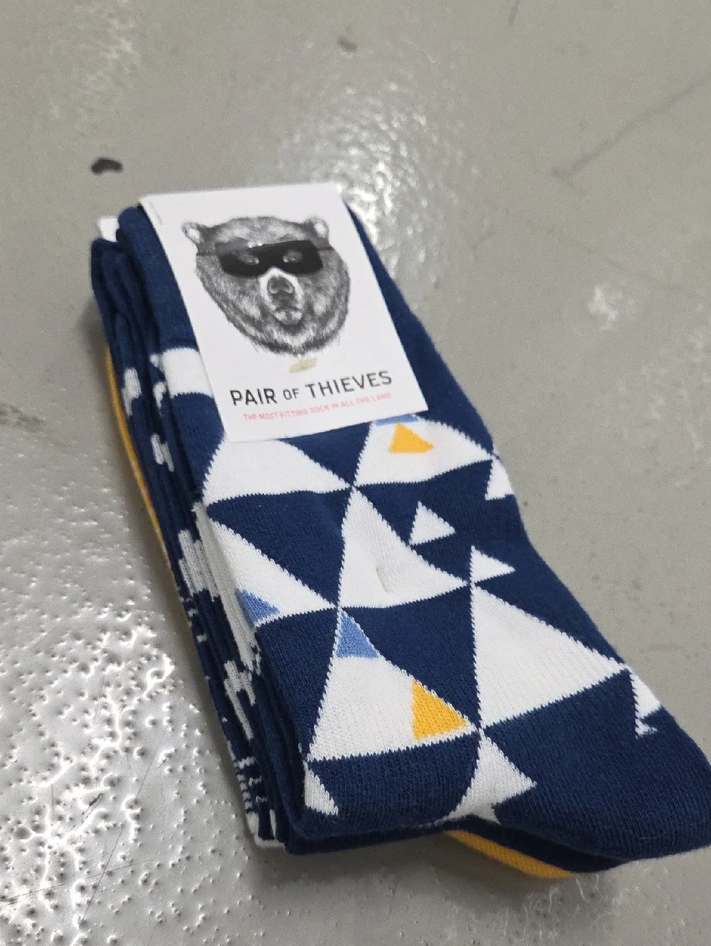 Pair of Thieves Navy Geometric Crew Socks for Men